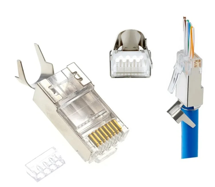 Gembird Wtyk modułowy przelotowy ekranowany CAT7 15u złocony CAT7 15u złocony, 50 szt. w opakowaniu