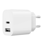 Gembird Ładowarka uniwersalna USB 2-portowa (A+C), 2.4 A, biała