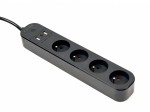 Gembird Inteligentna listwa zasilająca Tuya 4xFR 2xUSB-A 1xUSB-C Czarna