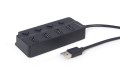 Gembird HUB 4-portowy USB 2.0 z przełącznikami, czarny
