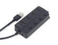 Gembird HUB 4-portowy USB 2.0 z przełącznikami, czarny