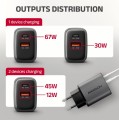 AXAGON ACU-PQ67D Ładowarka sieciowa PD&QC 67W 2-port GaN, Ekran LED, USB-A  + USB-C