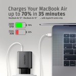 AXAGON Ładowarka sieciowa ACU-PQ67D PD&QC 67W 2-port GaN, Ekran LED, USB-A  + USB-C