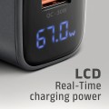 AXAGON ACU-PQ67D Ładowarka sieciowa PD&QC 67W 2-port GaN, Ekran LED, USB-A  + USB-C
