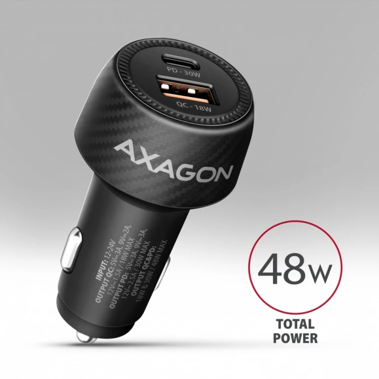 AXAGON Ładowarka samochodowa PWC-PQ48 48W z 2 portami, PD3.0, QC4+