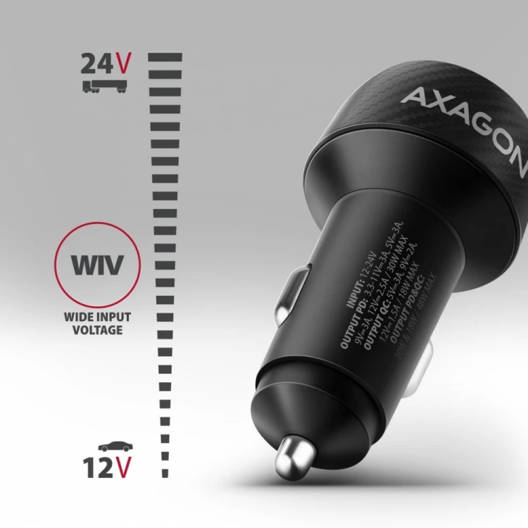 AXAGON Ładowarka samochodowa PWC-PQ48 48W z 2 portami, PD3.0, QC4+