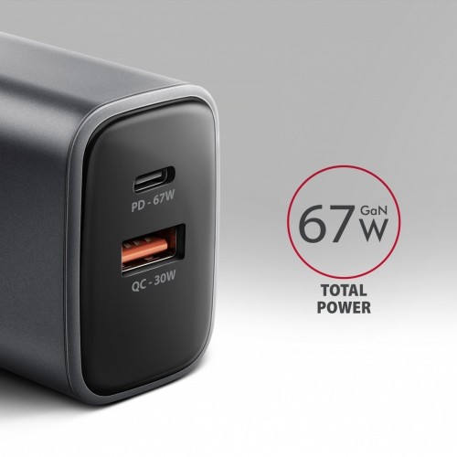 AXAGON Ładowarka sieciowa ACU-PQ67 PD&QC 67W 2-port GaN, USB-A + USB-C