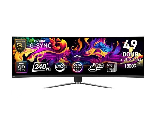 MSI Monitor MPG 491CQPX QD-OLED LED/QD-LED/Zakrzywiony/240Hz/49 cali/Czarny