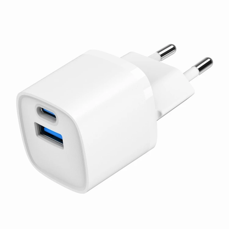 Gembird Szybka ładowarka USB z 2 portami i gniazdem AC, 20W, biała