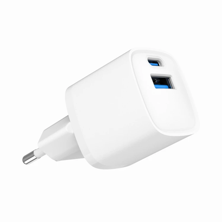 Gembird Szybka ładowarka USB z 2 portami i gniazdem AC, 20W, biała