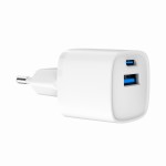 Gembird Szybka ładowarka USB z 2 portami i gniazdem AC, 20W, biała