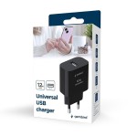 Gembird Ładowarka uniwersalna USB, 2.4 A, czarna