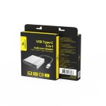 Gembird Adapter wieloportowy USB typu C 3 w 1 (port USB + HDMI +USB-C), gwiezdna szarość