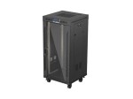 Lanberg Szafa instalacyjna rack stojąca 19" 24U 600x600  czarna drzwi przeszklone LCD ( Flat pack)V2