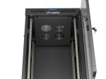 Lanberg Szafa instalacyjna rack stojąca 19" 24U 600x600  czarna drzwi przeszklone LCD ( Flat pack)V2