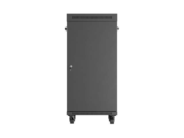 Lanberg Szafa instalacyjna rack stojąca 19" 24U 600x600  czarna drzwi przeszklone LCD ( Flat pack)V2