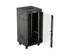 Lanberg Szafa instalacyjna rack stojąca 19" 24U 600x600  czarna drzwi przeszklone LCD ( Flat pack)V2
