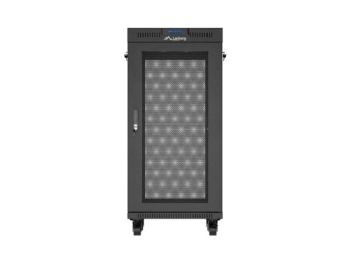 Lanberg Szafa instalacyjna rack stojąca 19" 24U  600x600 czarna drzwi perforowane LCD (Flat pack) V2