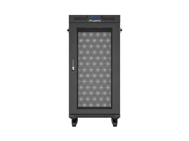 Lanberg Szafa instalacyjna rack stojąca 19" 24U  600x600 czarna drzwi perforowane LCD (Flat pack) V2