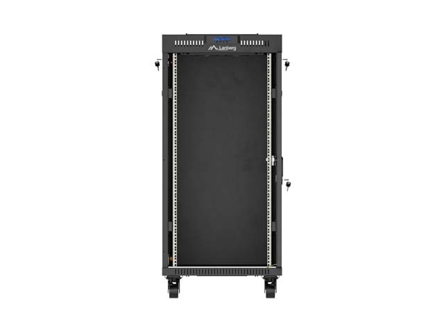 Lanberg Szafa instalacyjna rack stojąca 19" 24U  600x800 czarna drzwi przeszklone LCD ( Flat pack) V2
