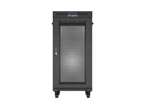 Lanberg Szafa instalacyjna rack stojąca 19" 24U 600x800 czarna drzwi perforowane LCD ( Flat pack) V2