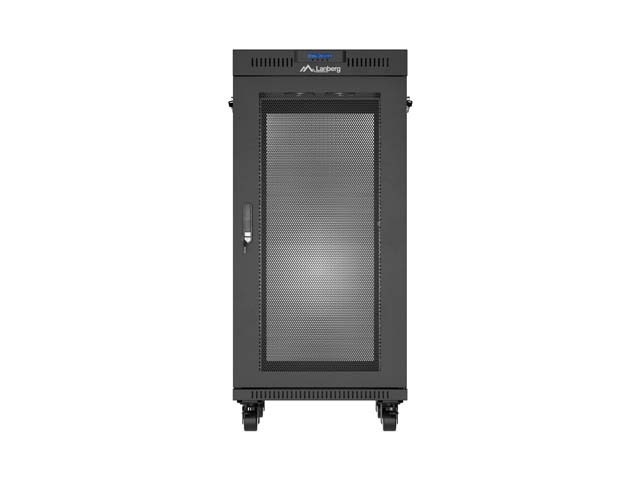 Lanberg Szafa instalacyjna rack stojąca 19" 24U 600x800 czarna drzwi perforowane LCD ( Flat pack) V2