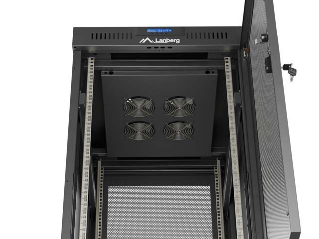 Lanberg Szafa instalacyjna rack stojąca 19" 24U 600x800 czarna drzwi perforowane LCD ( Flat pack) V2