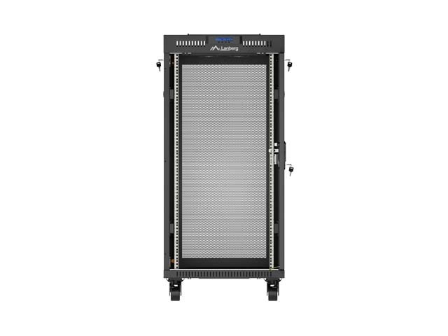 Lanberg Szafa instalacyjna rack stojąca 19" 24U 600x800 czarna drzwi perforowane LCD ( Flat pack) V2