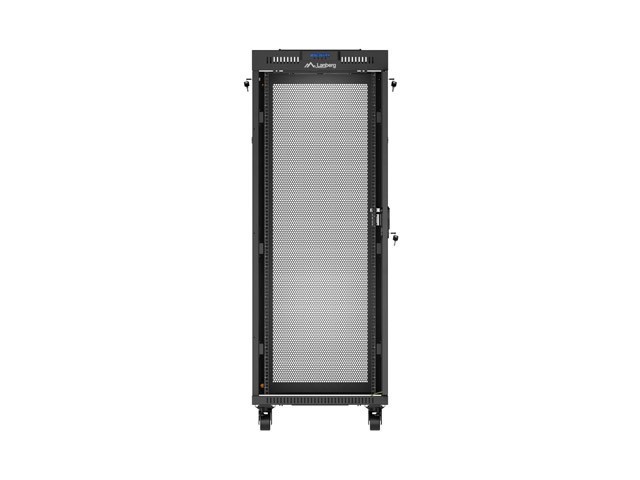 Lanberg Szafa instalacyjna rack stojąca 19 cali 32U 600x600 drzwi perforowane LCD czarna (Flat pack)