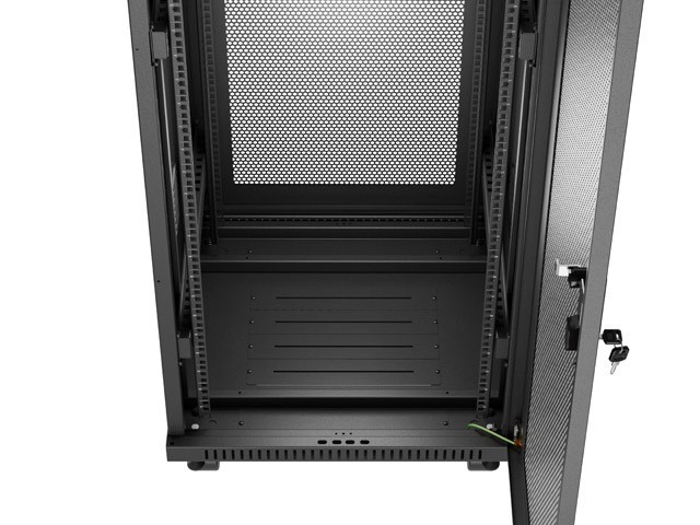 Lanberg Szafa instalacyjna rack stojąca 19 cali 32U 600x600 drzwi perforowane LCD czarna (Flat pack)