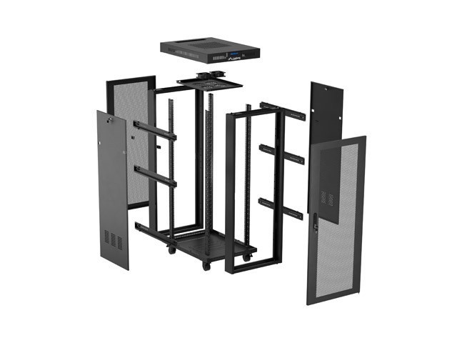 Lanberg Szafa instalacyjna rack stojąca 19 cali 32U 600x600 drzwi perforowane LCD czarna (Flat pack)