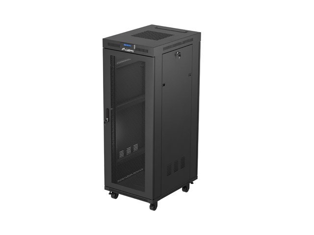 Lanberg Szafa instalacyjna rack stojąca 19 cali 32U 600x800 drzwi perforowane LCD czarna (Flat pack)