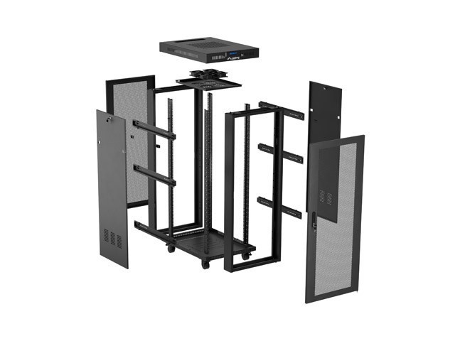 Lanberg Szafa instalacyjna rack stojąca 19 cali 32U 600x800 drzwi perforowane LCD czarna (Flat pack)