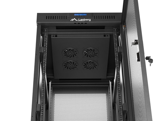 Lanberg Szafa instalacyjna rack stojąca 19 cali 32U 600x800 drzwi perforowane LCD czarna (Flat pack)