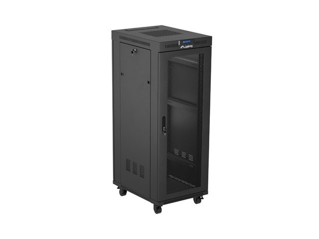 Lanberg Szafa instalacyjna rack stojąca 19 cali 32U 600x800 drzwi perforowane LCD czarna (Flat pack)