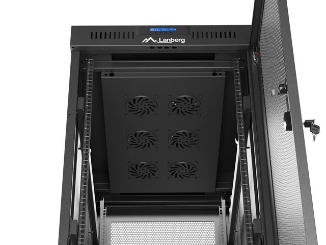 Lanberg Szafa instalacyjna rack stojąca 19 cali 32U 600x1000 drzwi perforowane LCD czarna (Flat pack)
