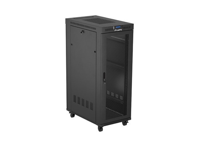 Lanberg Szafa instalacyjna rack stojąca 19 cali 32U 600x1000 drzwi perforowane LCD czarna (Flat pack)