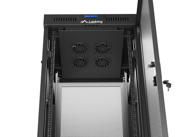 Lanberg Szafa instalacyjna rack stojąca 19 cali 37U 600x600 drzwi perforowane LCD czarna (Flat pack)