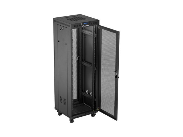 Lanberg Szafa instalacyjna rack stojąca 19 cali 37U 600x600 drzwi perforowane LCD czarna (Flat pack)