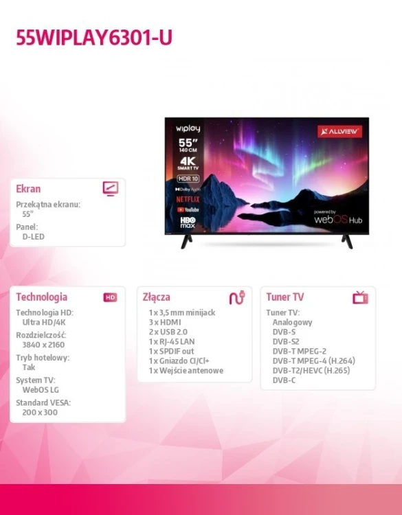 Allview Telewizor 55 cali 55WIPLAY6301-U