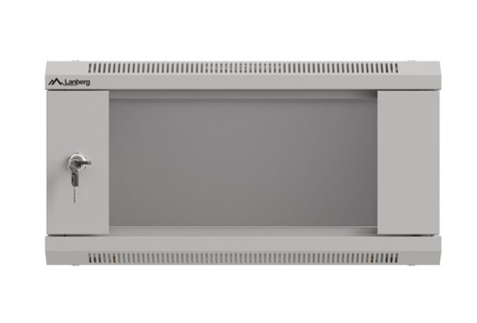 Lanberg Szafa instalacyjna rack wisząca 19" 4U 540x350 szara drzwi przeszklone (flat pack)