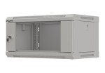Lanberg Szafa instalacyjna rack wisząca 19" 4U 540x350 szara drzwi przeszklone (flat pack)