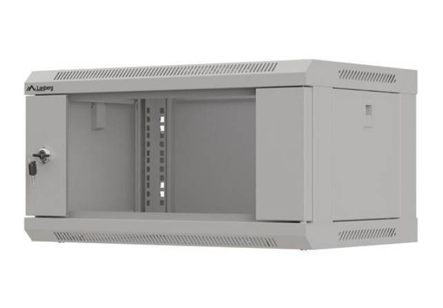 Lanberg Szafa instalacyjna rack wisząca 19" 4U 540x350 szara drzwi przeszklone (flat pack)