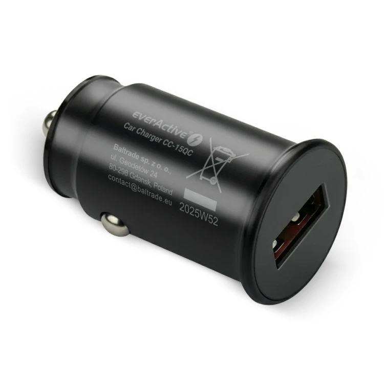 everActive Ładowarka samochodowa CC-15QC QC3.0 18W 1XUSB + kabel USB-C 1m