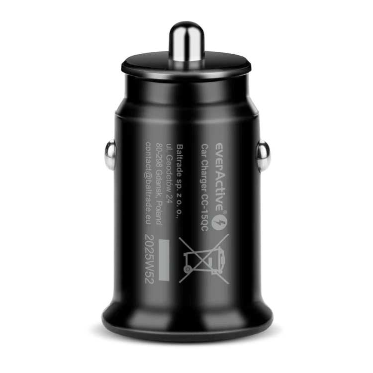 everActive Ładowarka samochodowa CC-15QC QC3.0 18W 1XUSB + kabel USB-C 1m