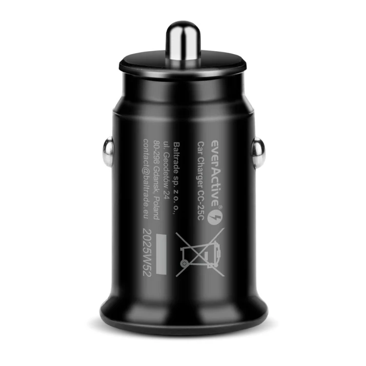 everActive Ładowarka samochodowa CC-25C 2XUSB 12W + kabel USB-C
