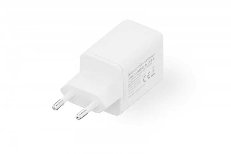 Digitus Ładowarka sieciowa GaN II 45W | 1x USB-C, 1x USB-A | PD 3.0, QC 3.0 | Biała