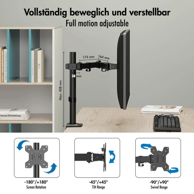 LogiLink Uchwyt do monitora 17 - 32', max 10kg., stalowy