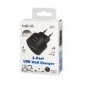 LogiLink Ładowarka sieciowa  2x USB-A, 10.5W, czarna