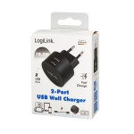 LogiLink Ładowarka sieciowa  2x USB-A, 10.5W, czarna